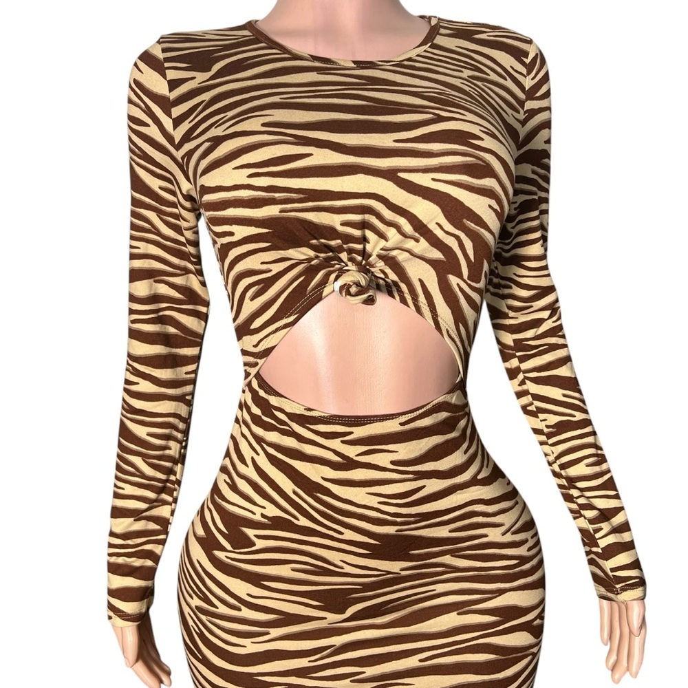 Brown Zebra Print Maxi Dress - Picture 2 of 5